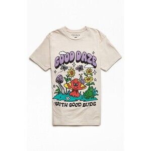 Pacsun 100% Cotton Good Daze With Good Buds Puff Print Novelty T-Shirt M